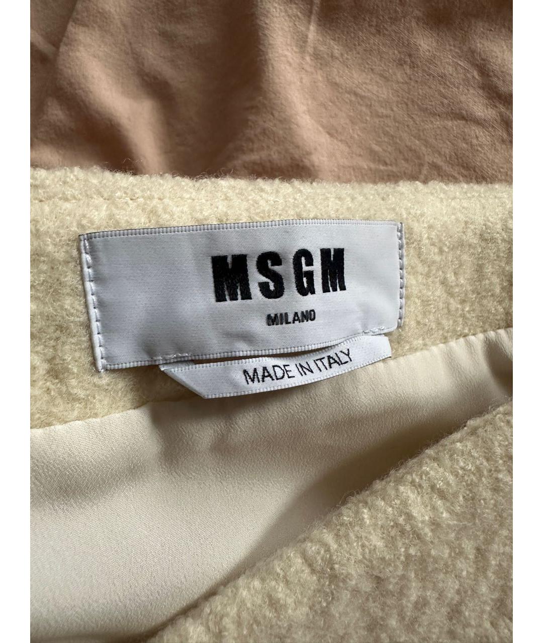 MSGM Белая шерстяная юбка мини, фото 3