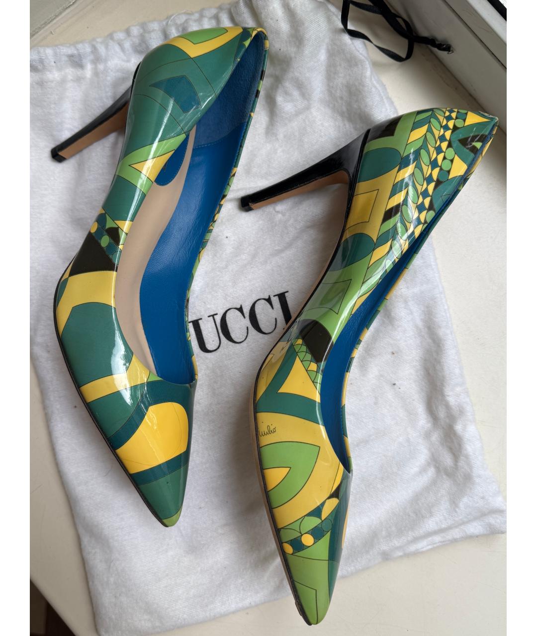 EMILIO PUCCI Зеленые кожаные туфли, фото 7