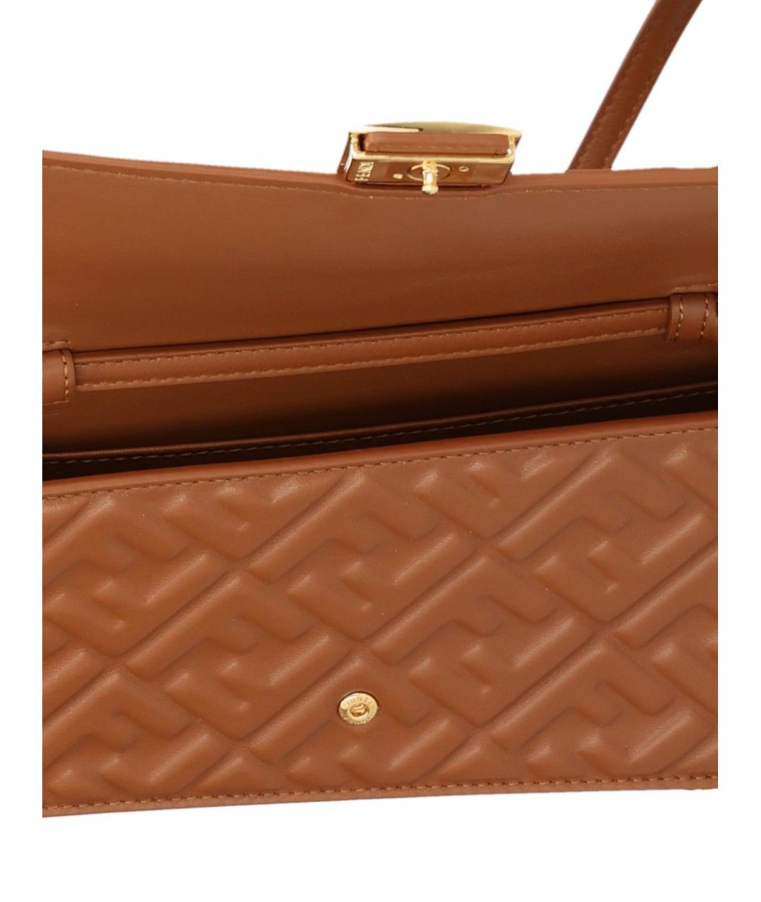 FENDI Коричневая кожаная сумка через плечо, фото 4