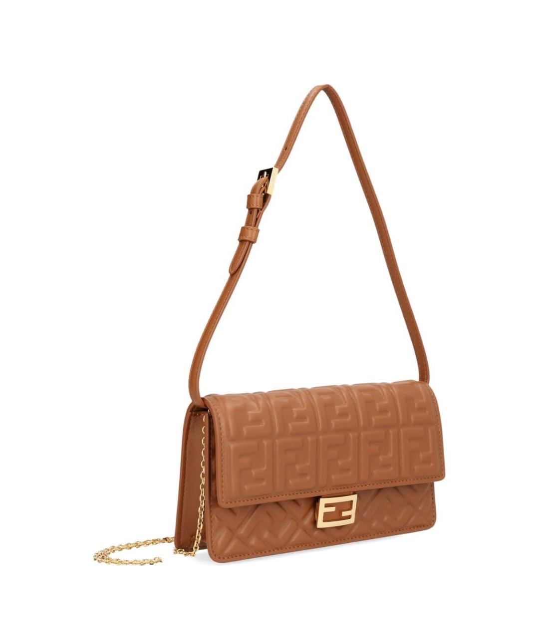 FENDI Коричневая кожаная сумка через плечо, фото 2