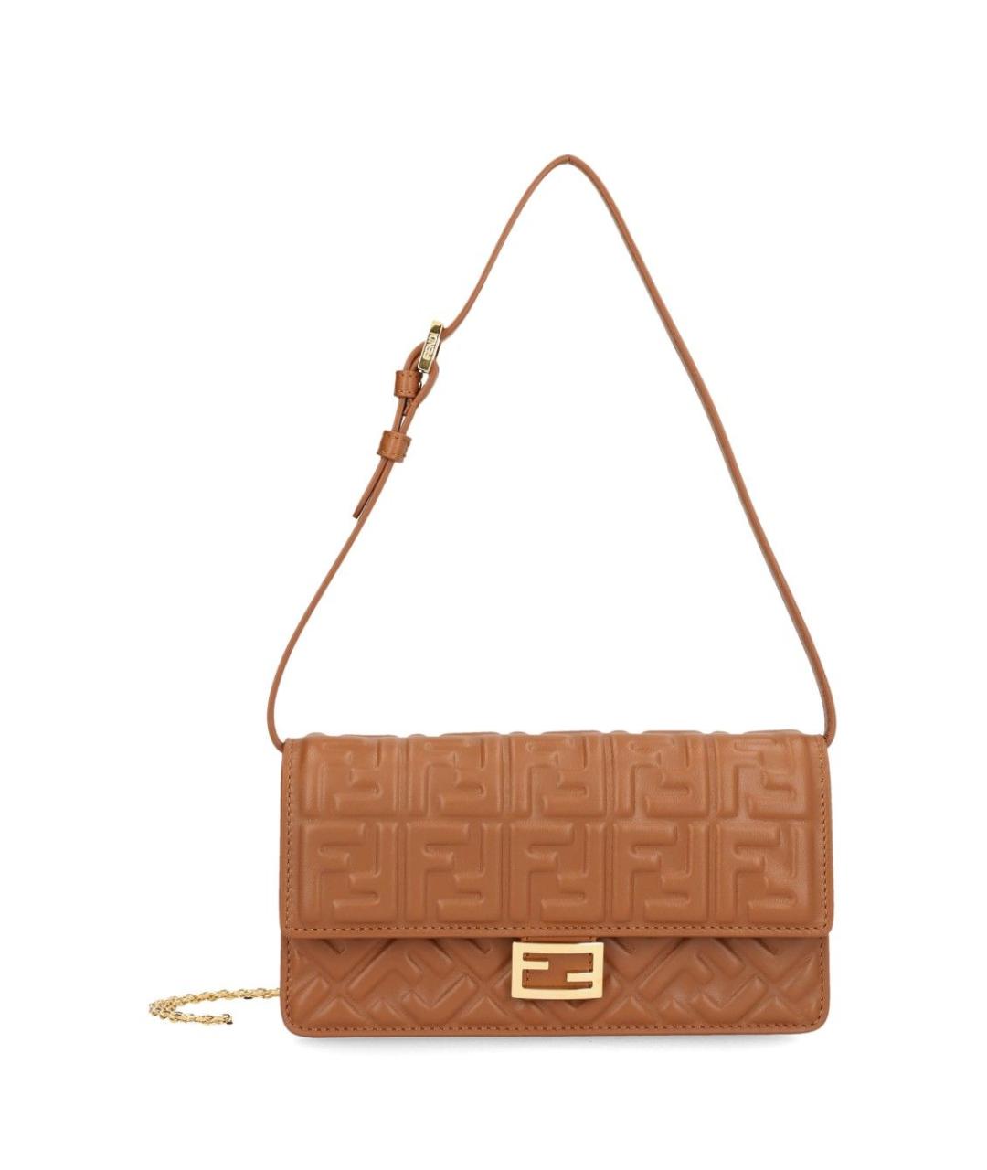 FENDI Коричневая кожаная сумка через плечо, фото 1