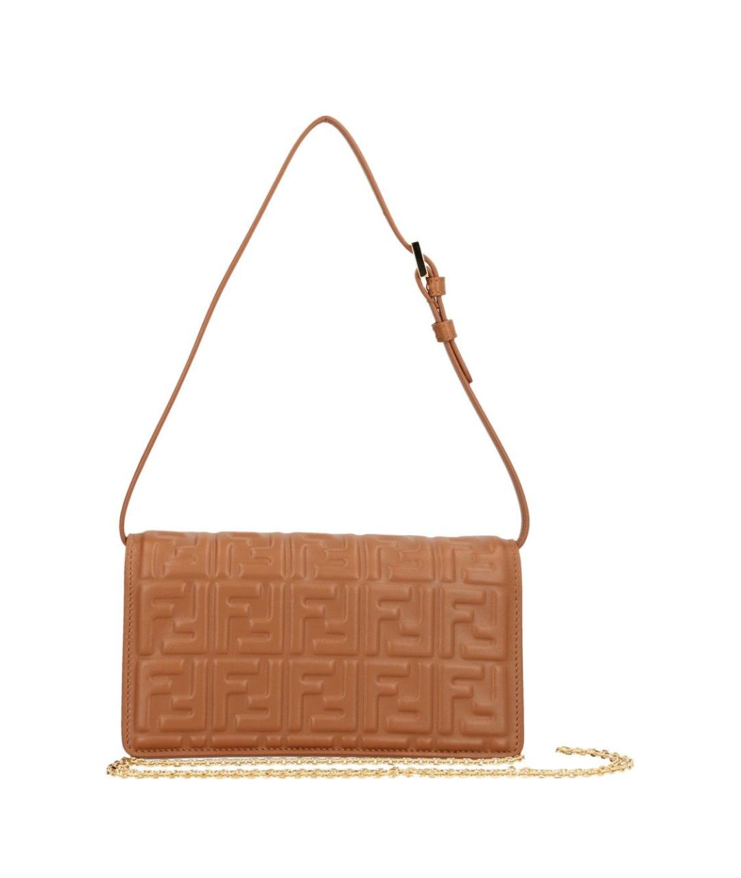FENDI Коричневая кожаная сумка через плечо, фото 3