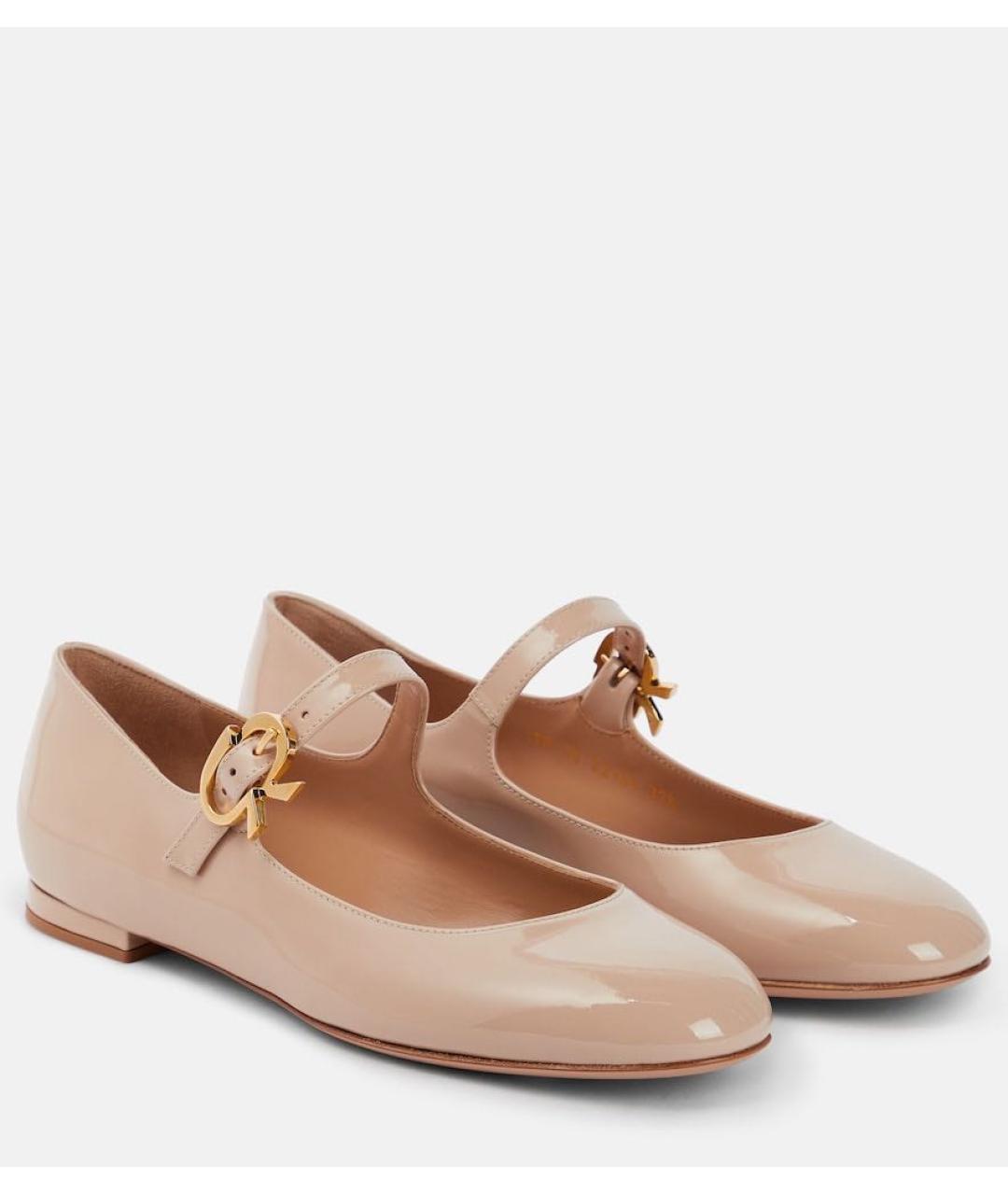 GIANVITO ROSSI Бежевые туфли из лакированной кожи, фото 2