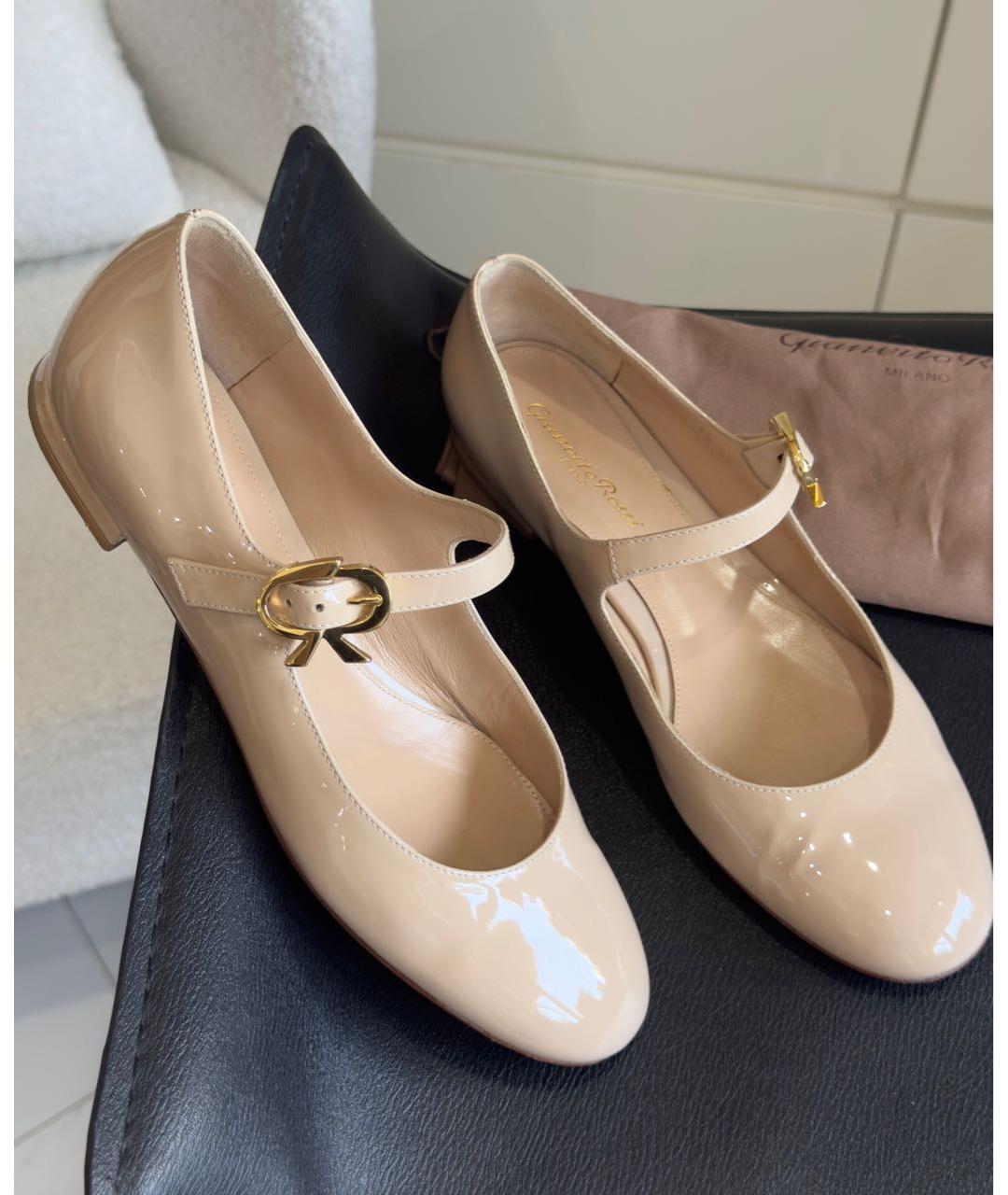 GIANVITO ROSSI Бежевые туфли из лакированной кожи, фото 7