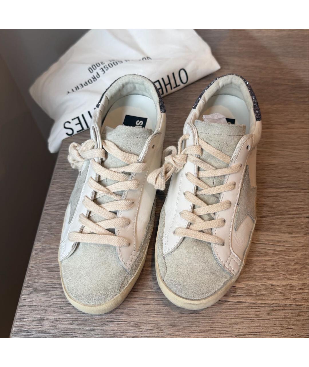 GOLDEN GOOSE Белые кожаные кеды, фото 2