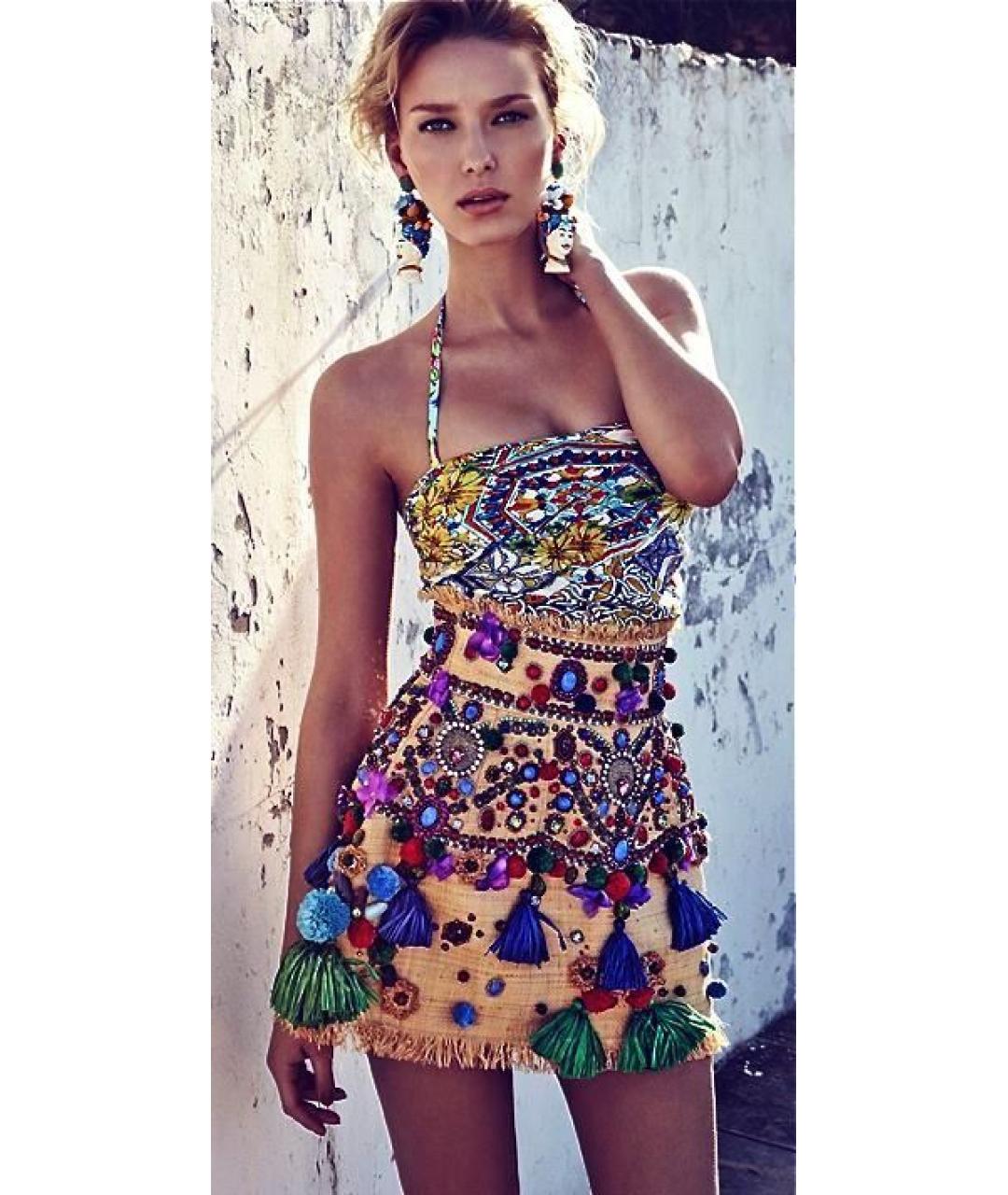 DOLCE&GABBANA Бежевая юбка мини, фото 6