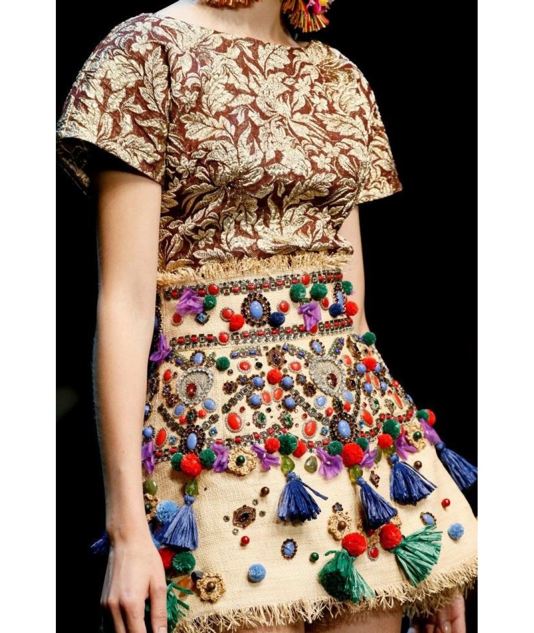 DOLCE&GABBANA Бежевая юбка мини, фото 5