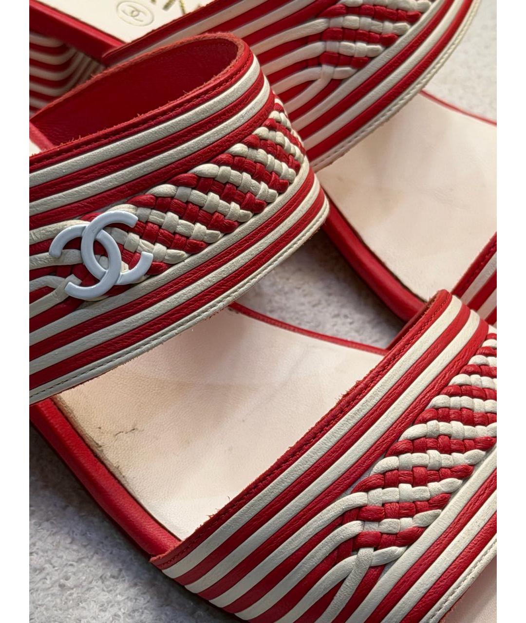 CHANEL Красные кожаные сабо, фото 7