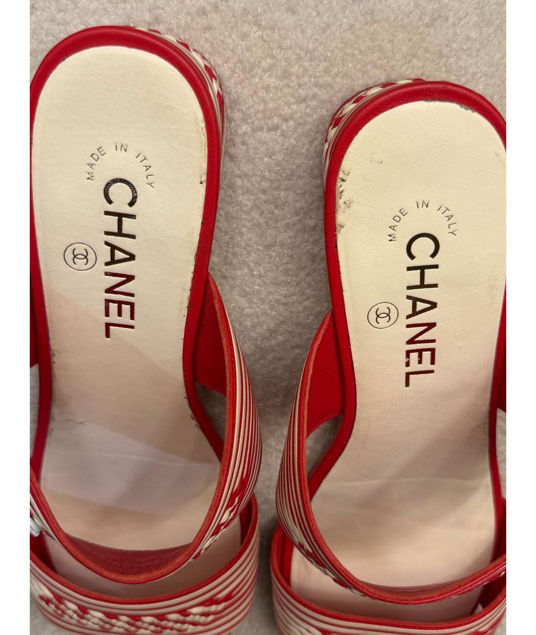 CHANEL Красные кожаные сабо, фото 5