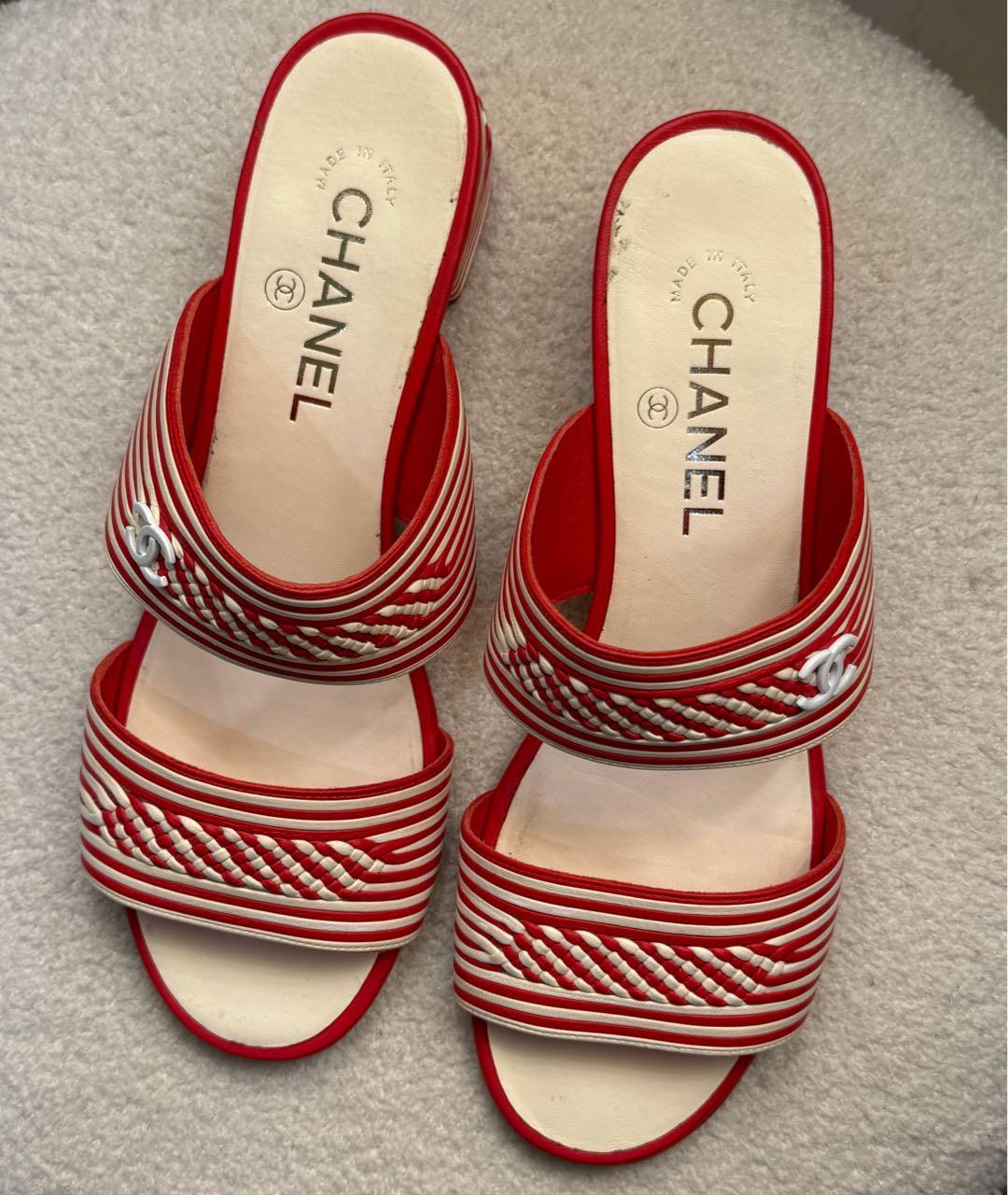 CHANEL Красные кожаные сабо, фото 4