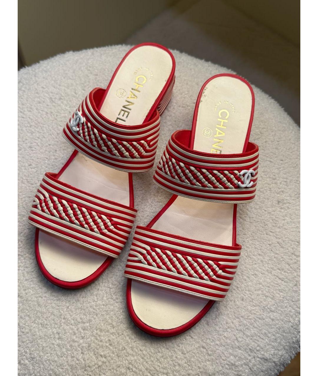 CHANEL Красные кожаные сабо, фото 2