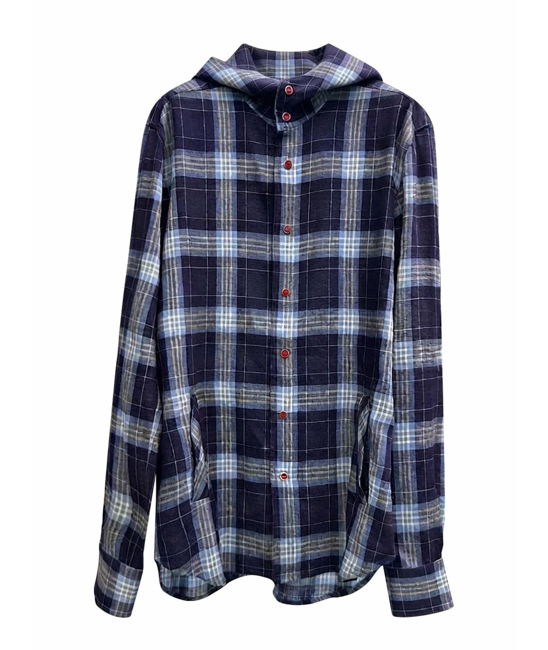 KITON Синяя льняная кэжуал рубашка, фото 1