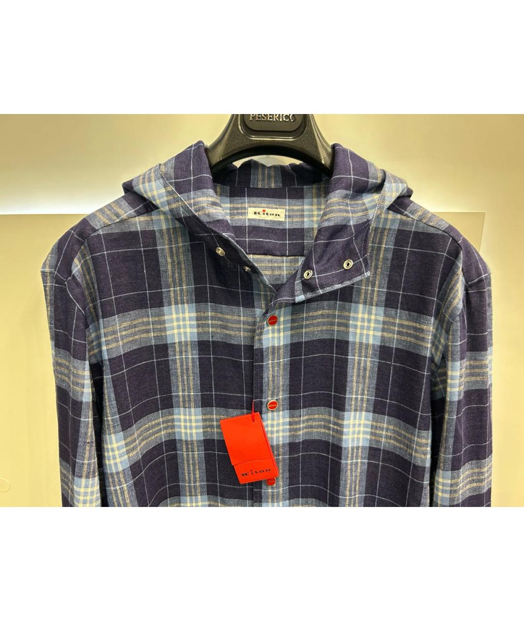 KITON Синяя льняная кэжуал рубашка, фото 3