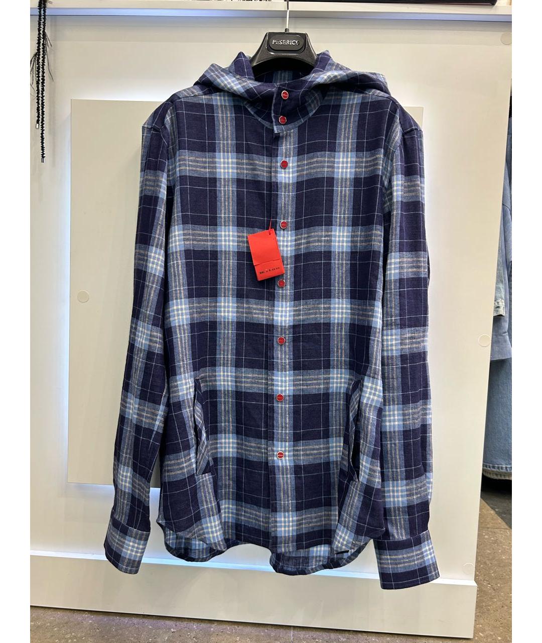 KITON Синяя льняная кэжуал рубашка, фото 9