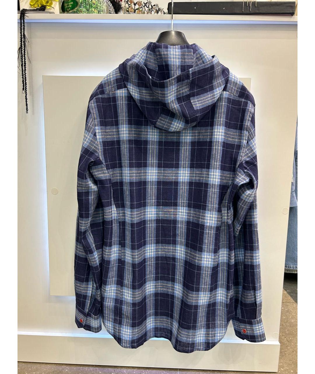 KITON Синяя льняная кэжуал рубашка, фото 2