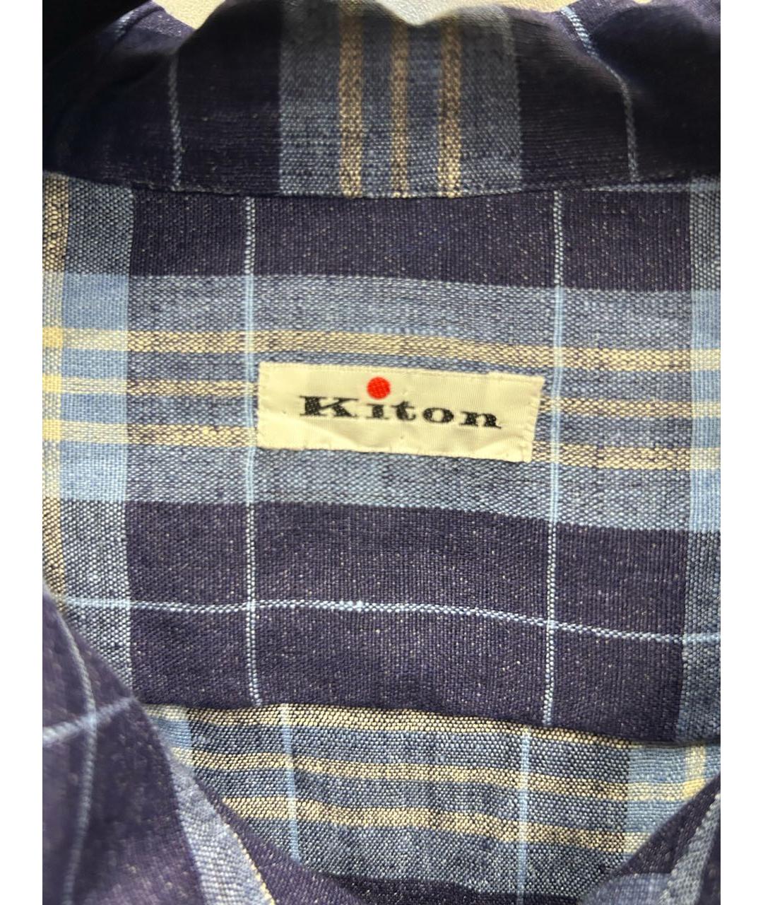 KITON Синяя льняная кэжуал рубашка, фото 5