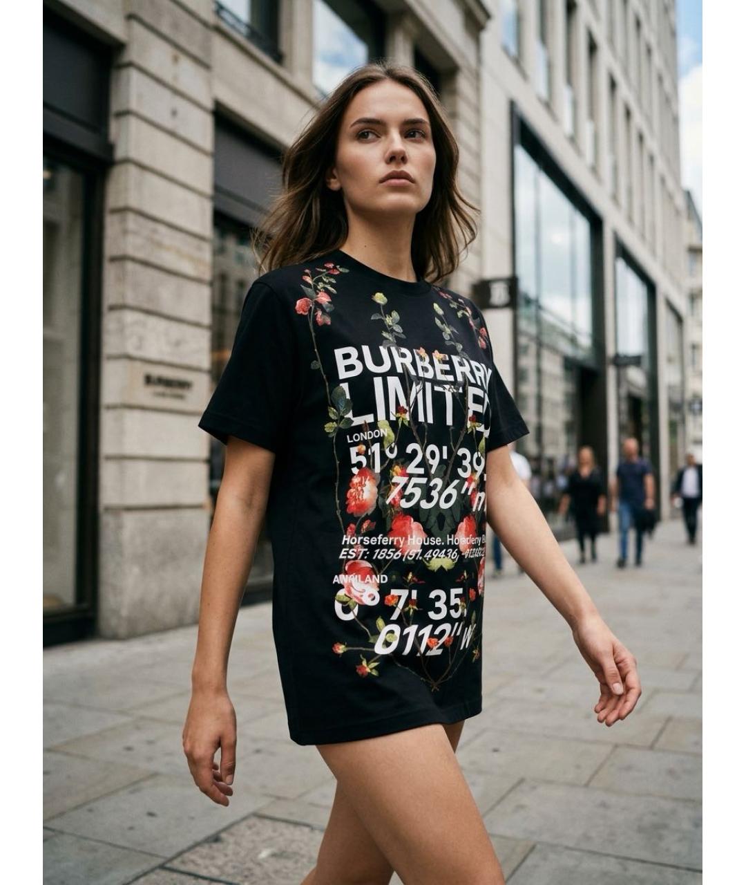 BURBERRY Мульти хлопко-эластановая футболка, фото 6