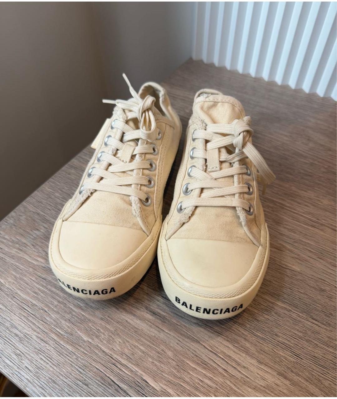 BALENCIAGA Бежевые текстильные кеды, фото 2