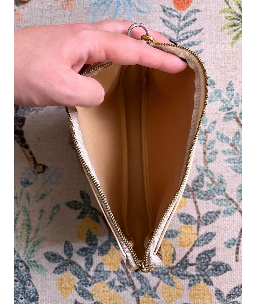 LOUIS VUITTON Бежевая кожаная сумка через плечо, фото 7