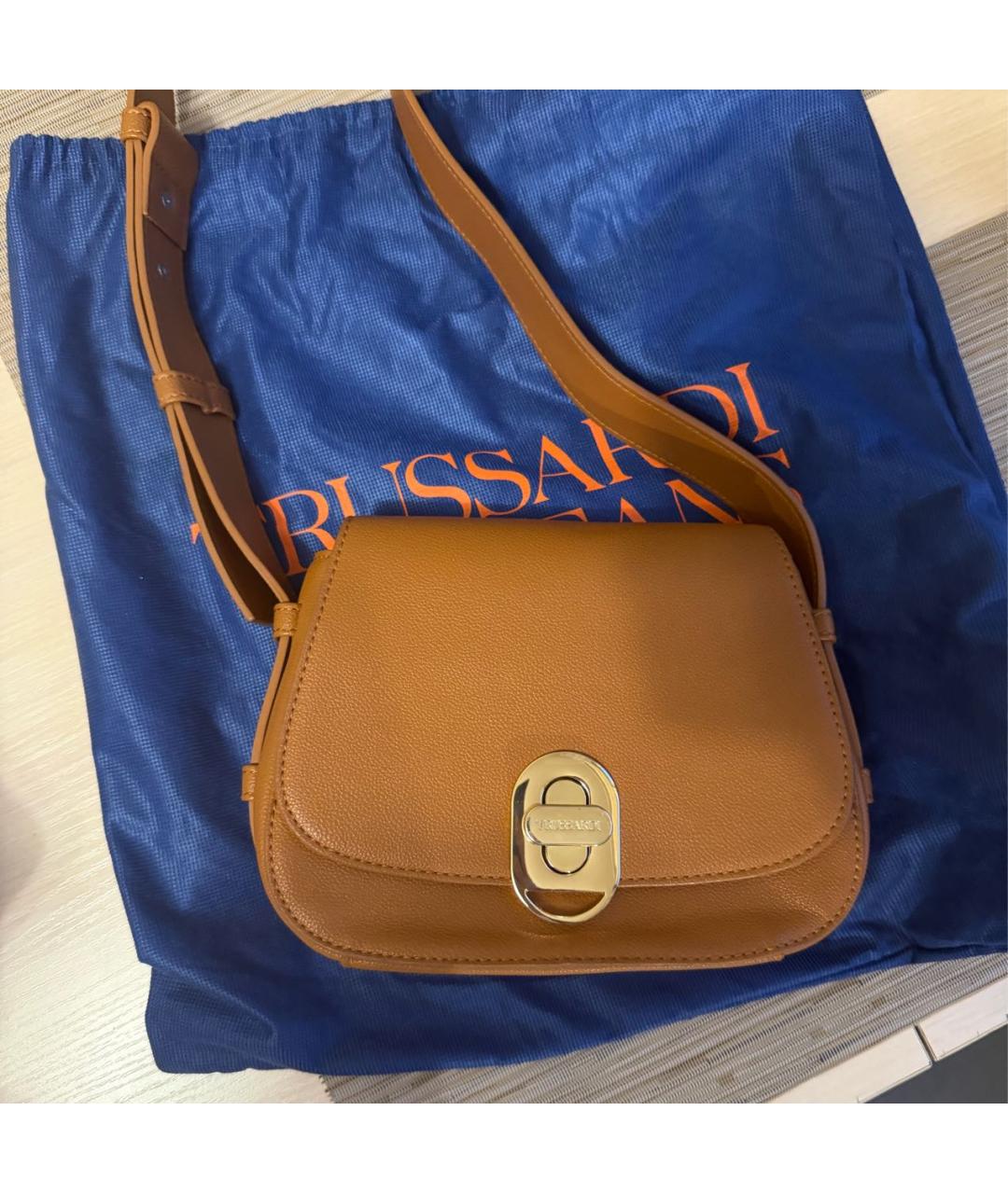 TRUSSARDI Коричневая сумка через плечо из искусственной кожи, фото 2