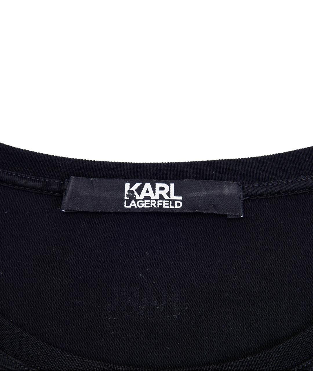 KARL LAGERFELD Черная хлопковая футболка, фото 3