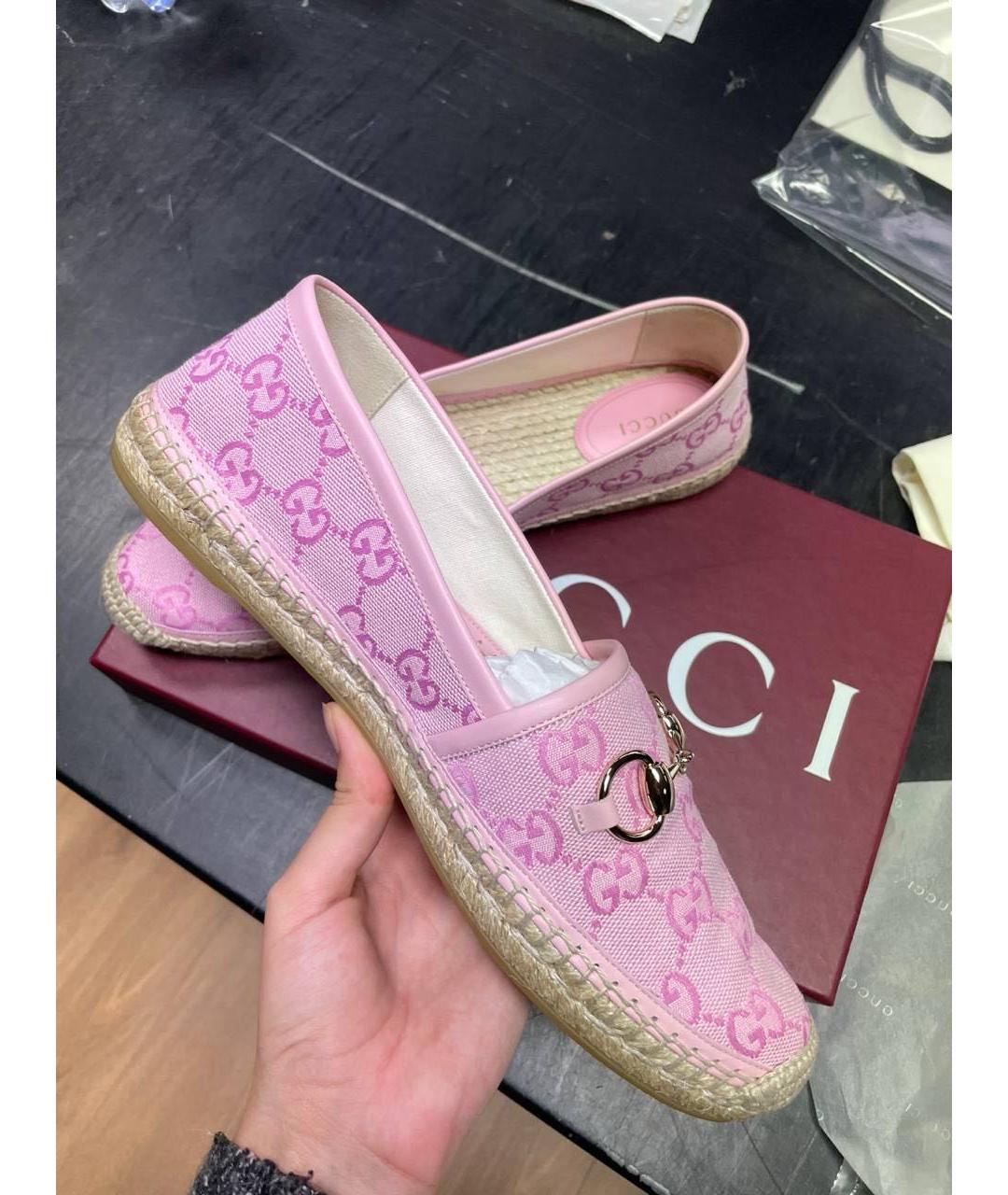 GUCCI Розовые текстильные эспадрильи, фото 6
