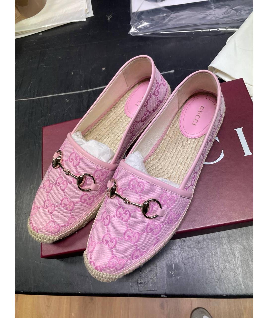 GUCCI Розовые текстильные эспадрильи, фото 2