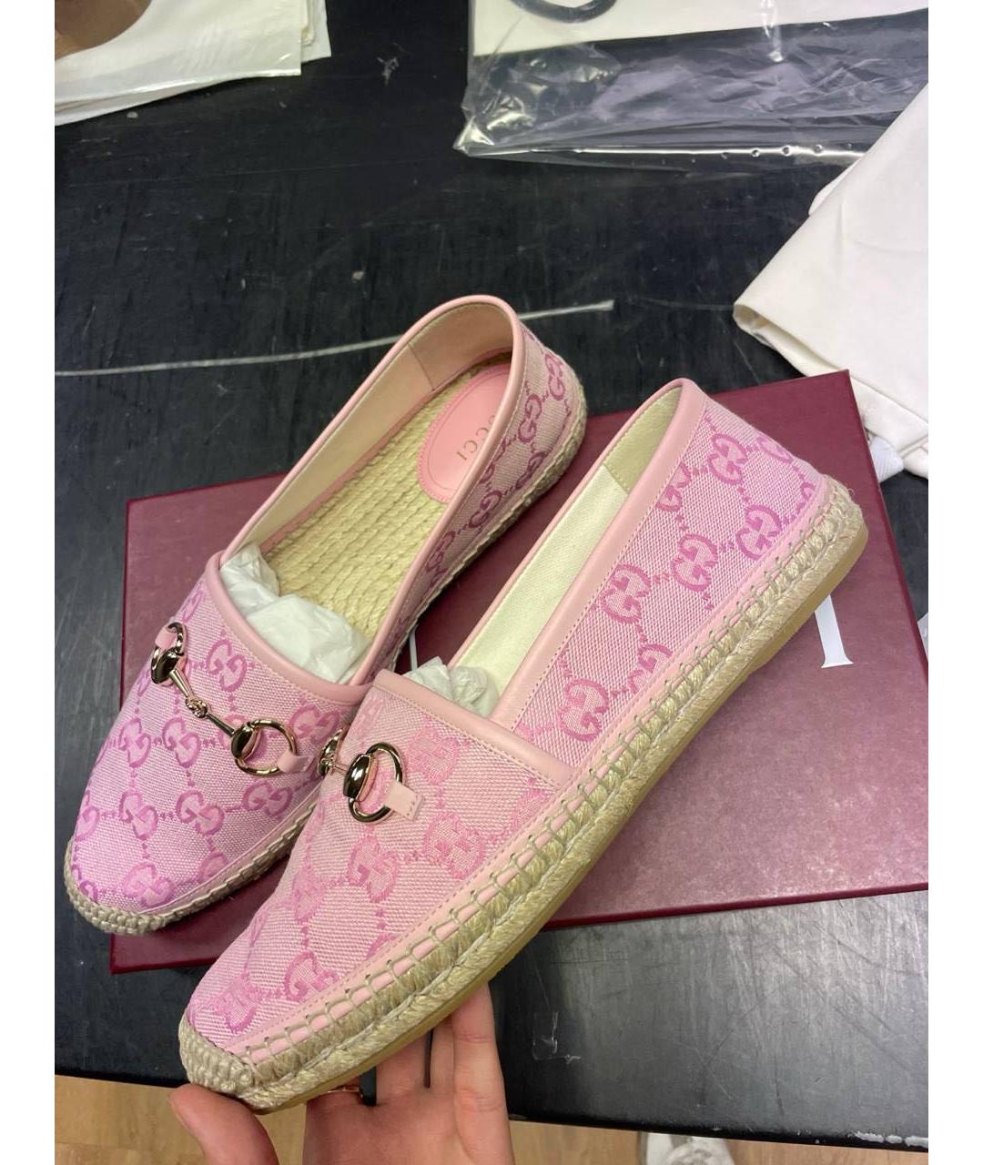 GUCCI Розовые текстильные эспадрильи, фото 3