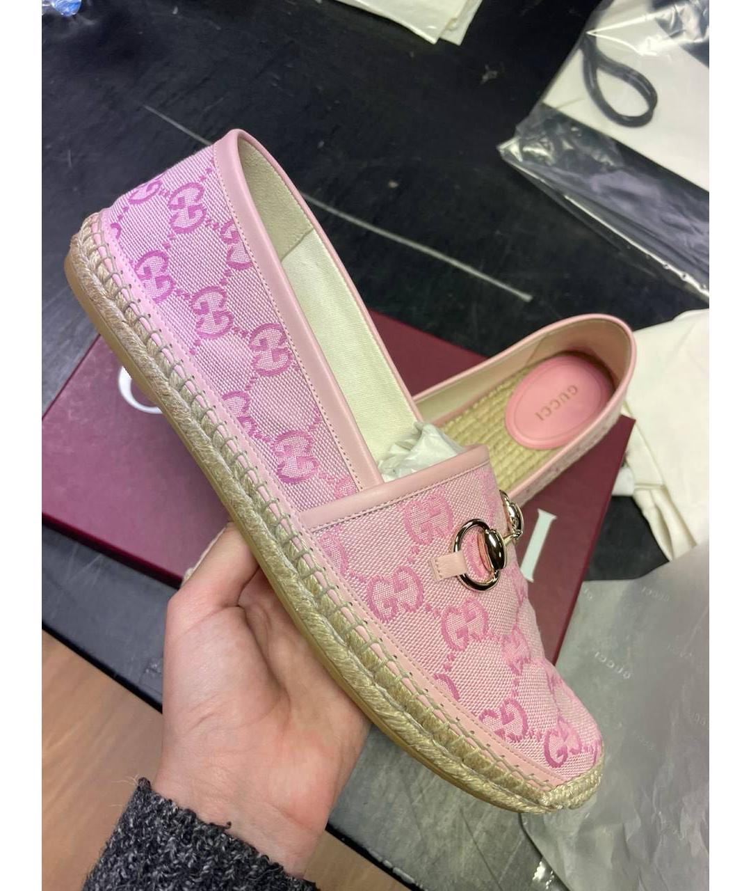GUCCI Розовые текстильные эспадрильи, фото 4