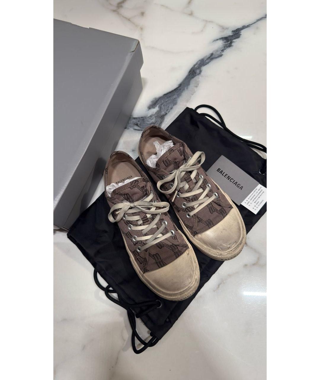 BALENCIAGA Коричневые текстильные кеды, фото 3