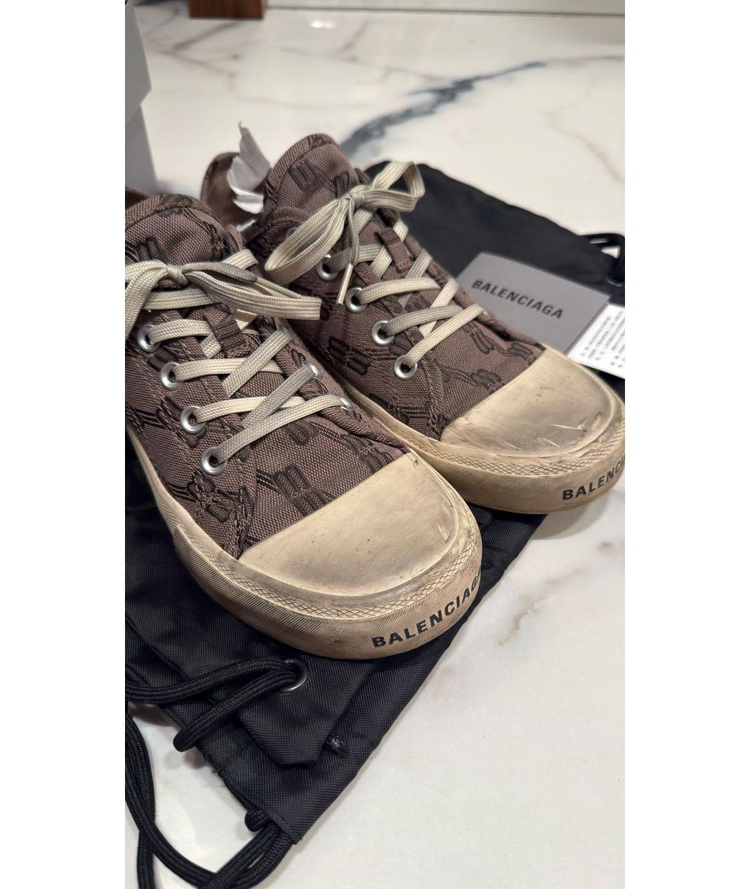 BALENCIAGA Коричневые текстильные кеды, фото 2