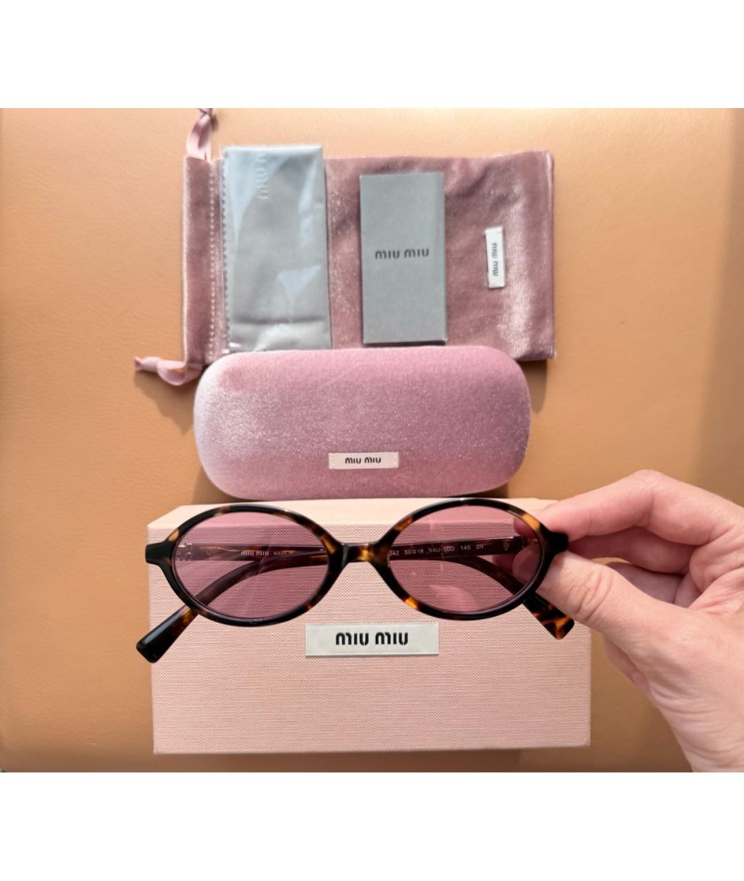 MIU MIU Коричневые пластиковые солнцезащитные очки, фото 3
