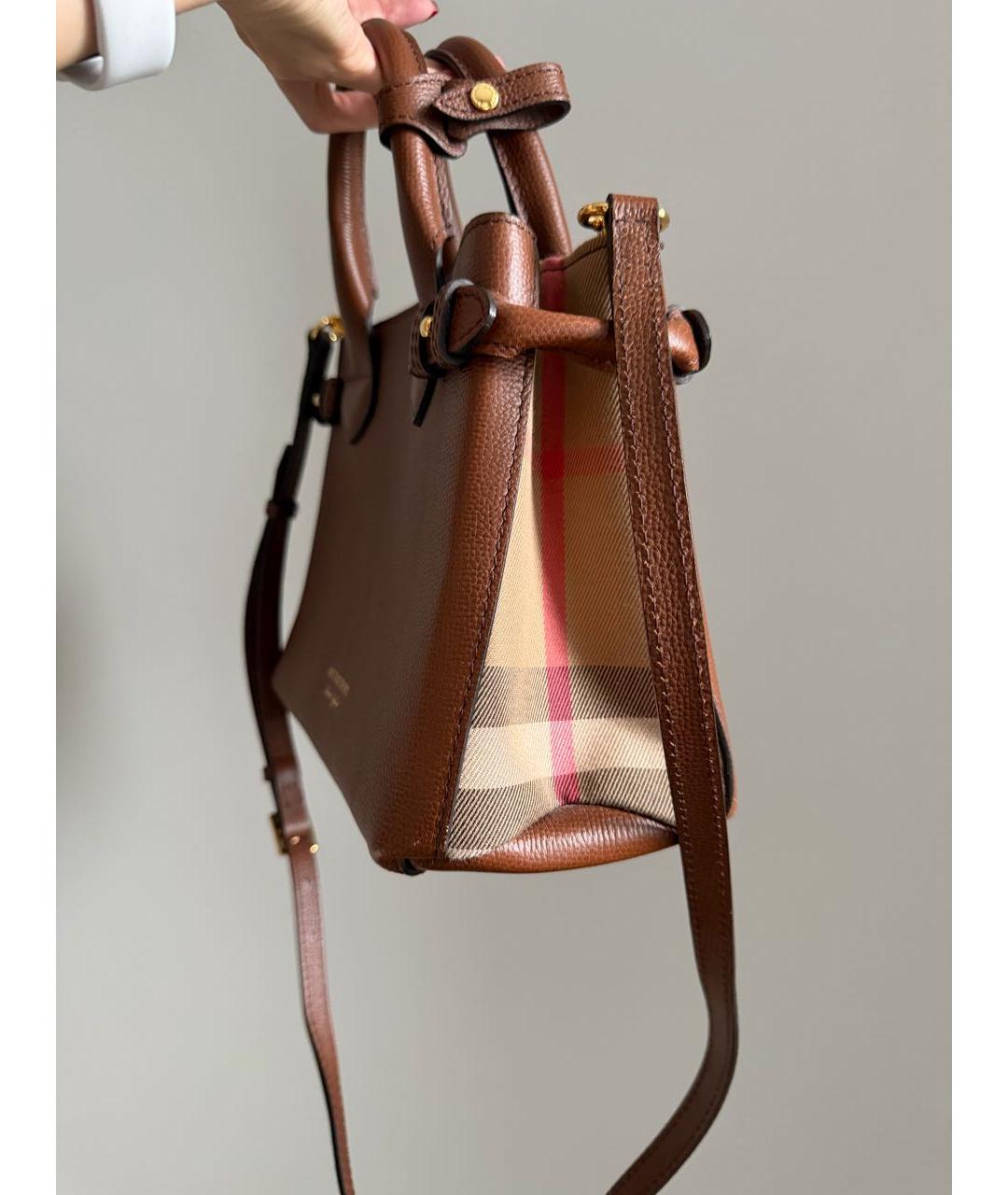 BURBERRY Коричневая кожаная сумка с короткими ручками, фото 6