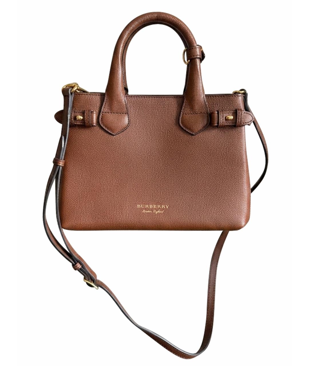 BURBERRY Коричневая кожаная сумка с короткими ручками, фото 1