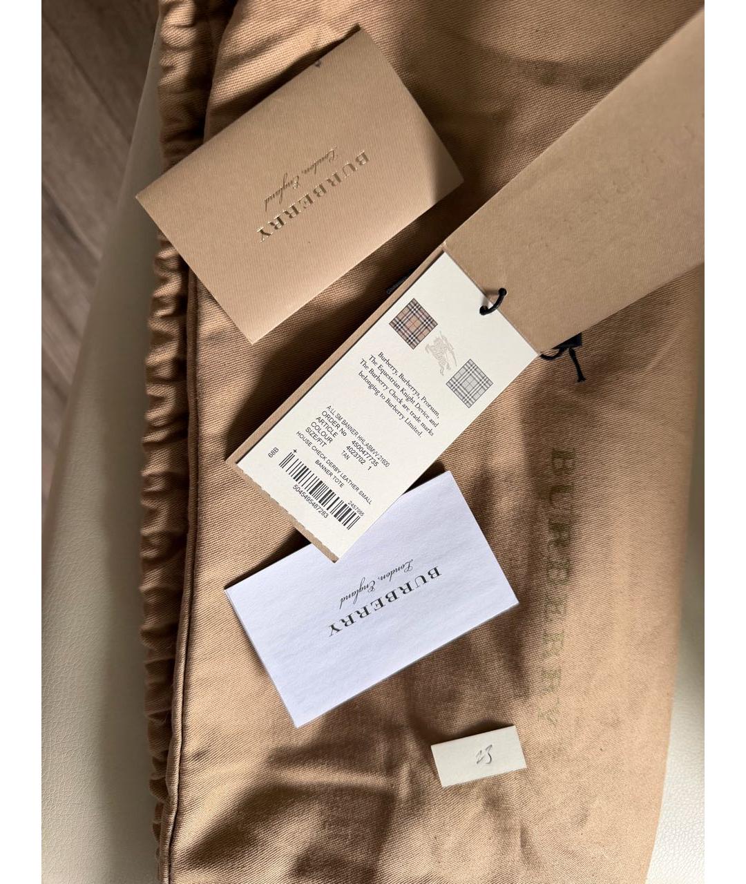 BURBERRY Коричневая кожаная сумка с короткими ручками, фото 5