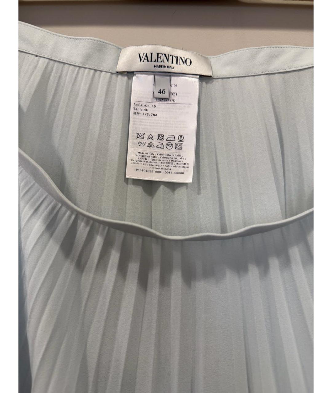 VALENTINO Голубая шелковая юбка миди, фото 3