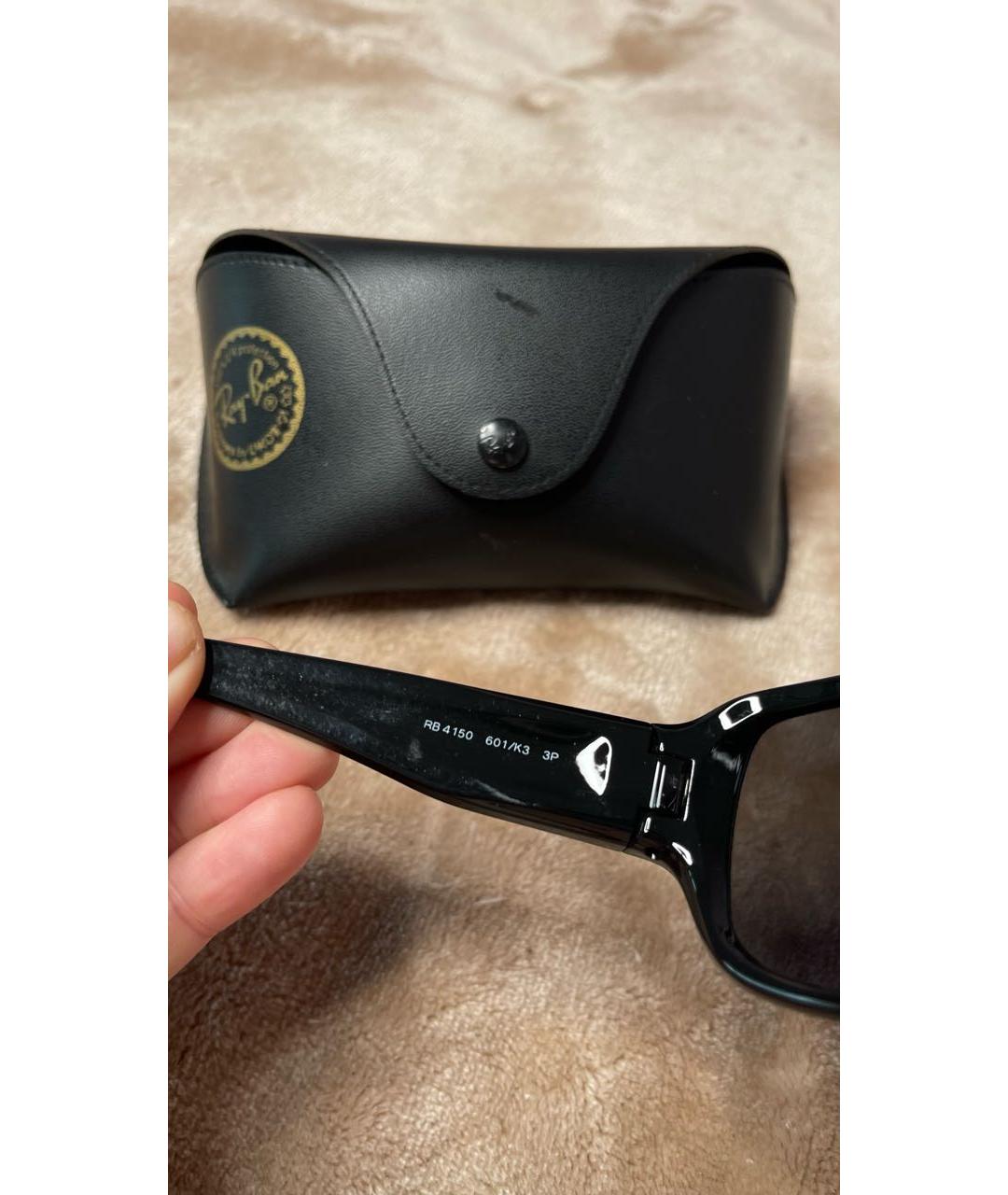 RAY BAN Черные пластиковые солнцезащитные очки, фото 4