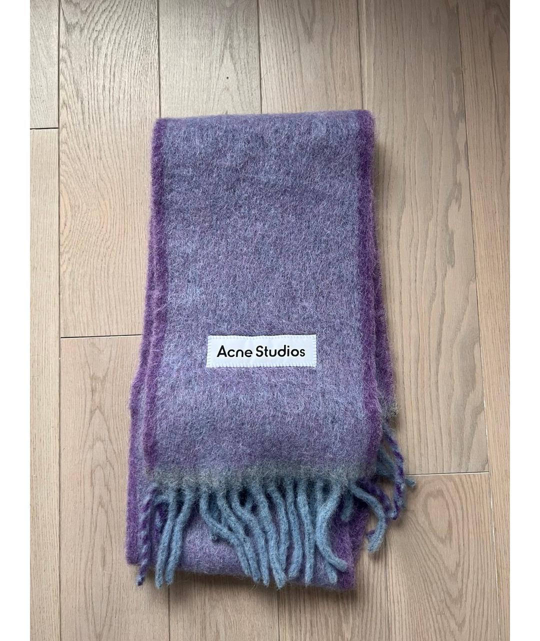 ACNE STUDIOS Фиолетовый шерстяной шарф, фото 4