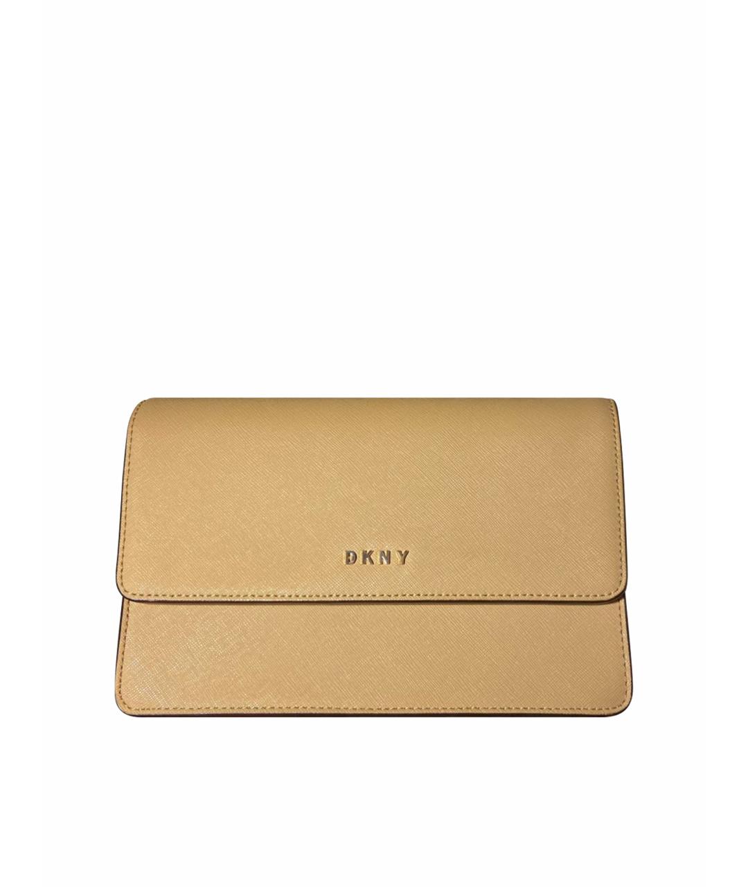 DKNY Бежевая кожаная сумка через плечо, фото 1