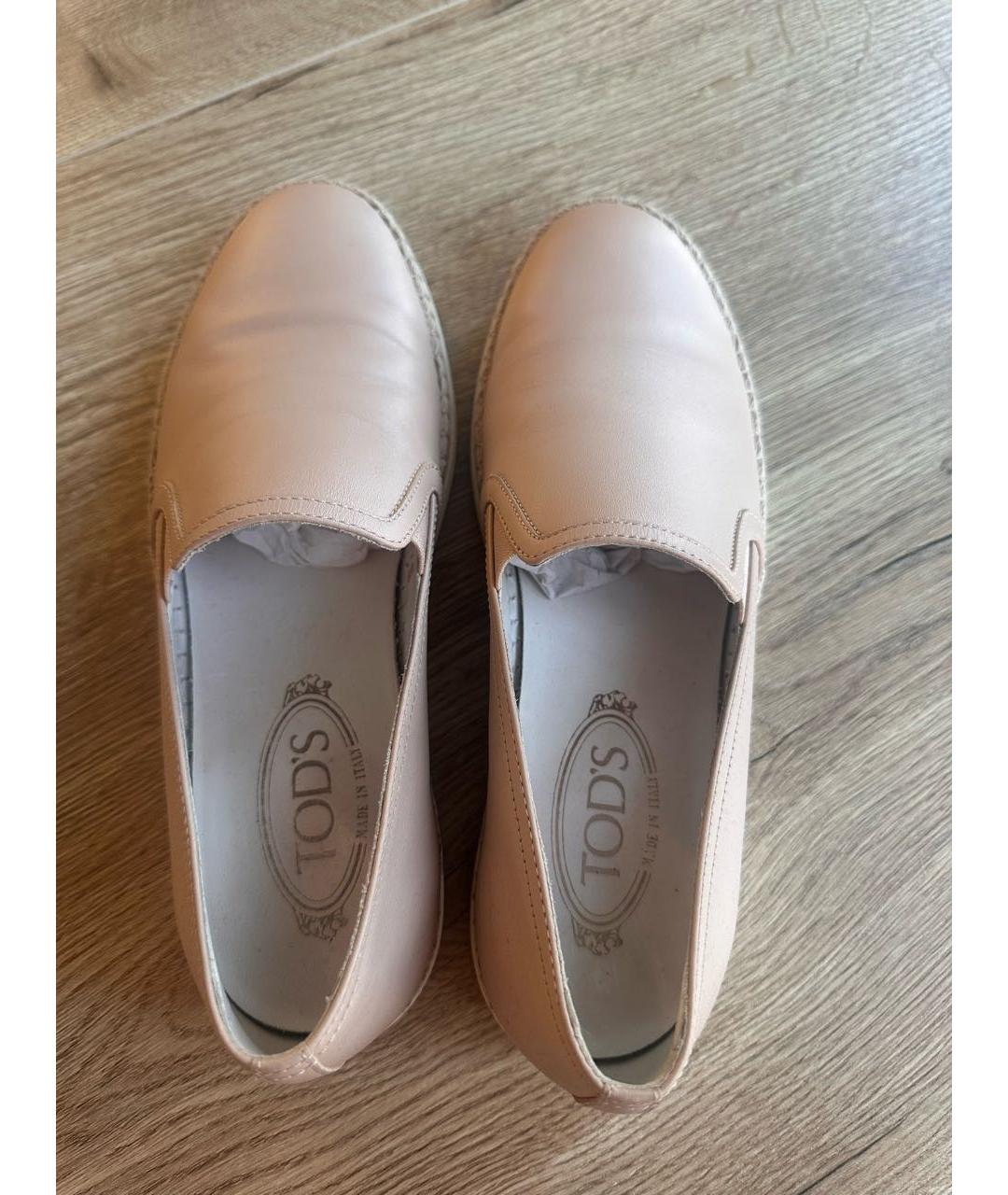 TOD'S Бежевые кожаные мокасины, фото 3