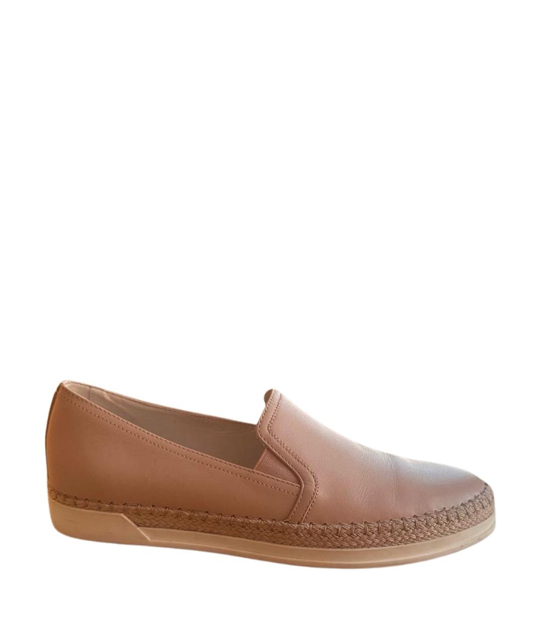 TOD'S Бежевые кожаные мокасины, фото 1