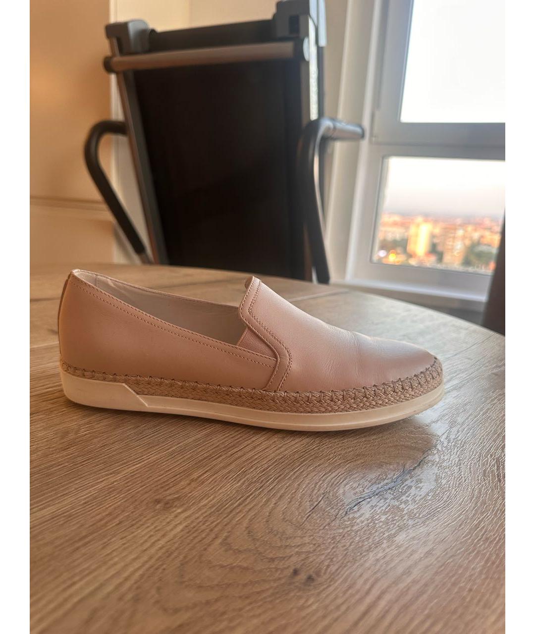 TOD'S Бежевые кожаные мокасины, фото 5