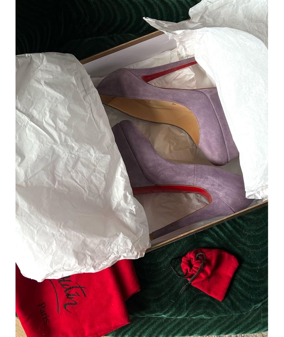 CHRISTIAN LOUBOUTIN Фиолетовые замшевые туфли, фото 4