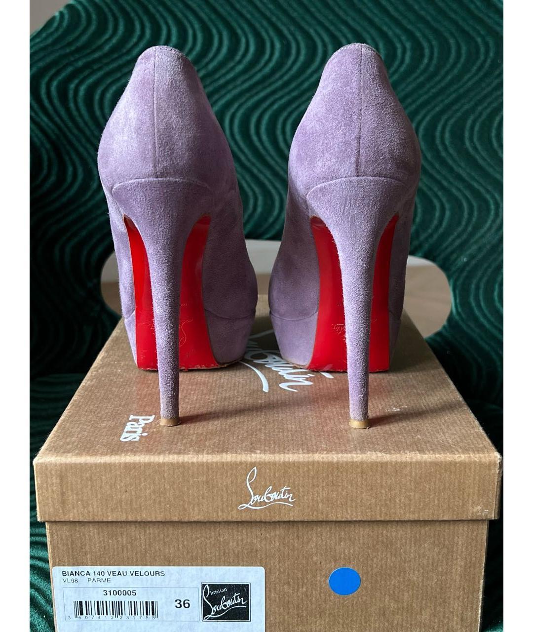 CHRISTIAN LOUBOUTIN Фиолетовые замшевые туфли, фото 3