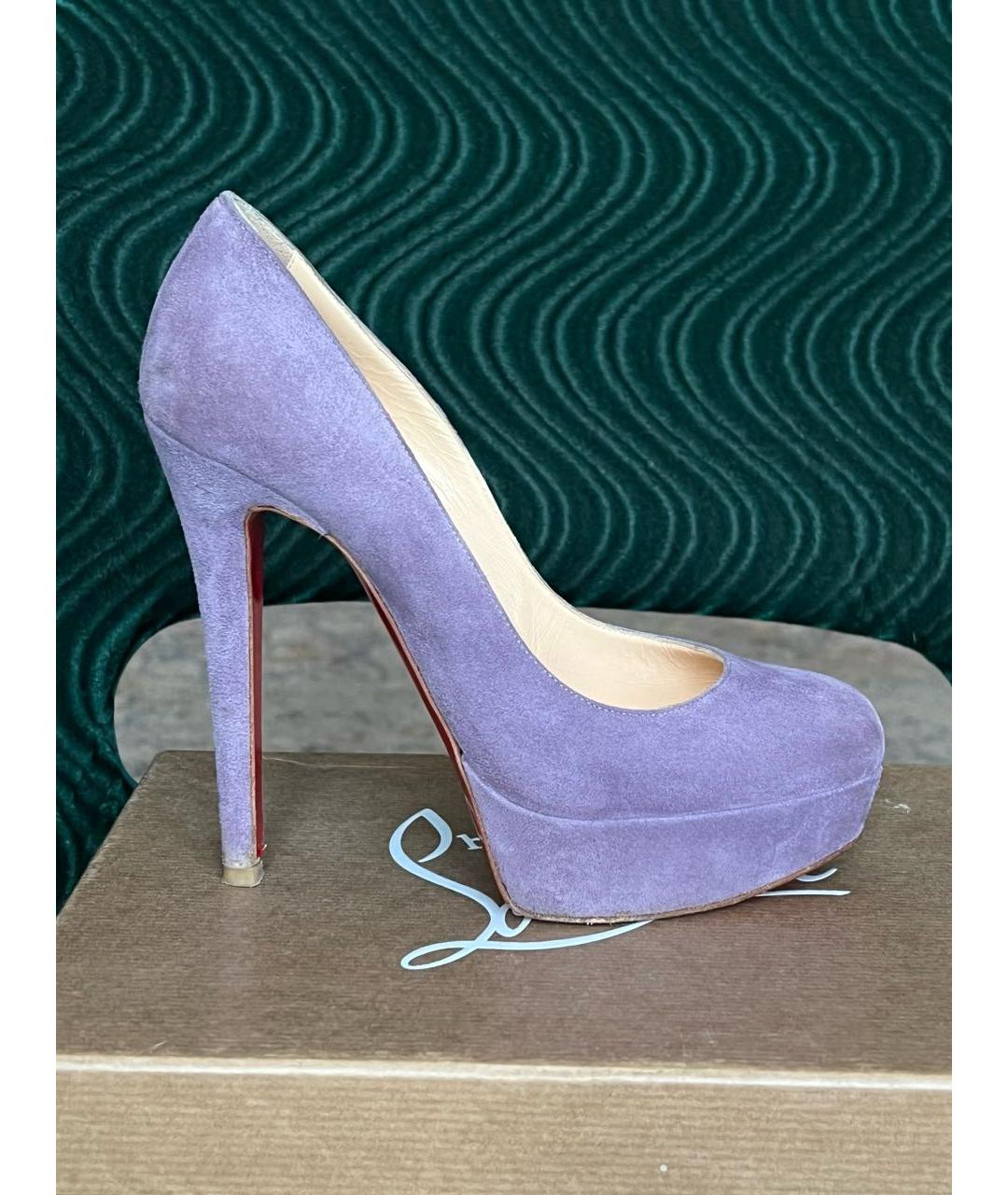 CHRISTIAN LOUBOUTIN Фиолетовые замшевые туфли, фото 5