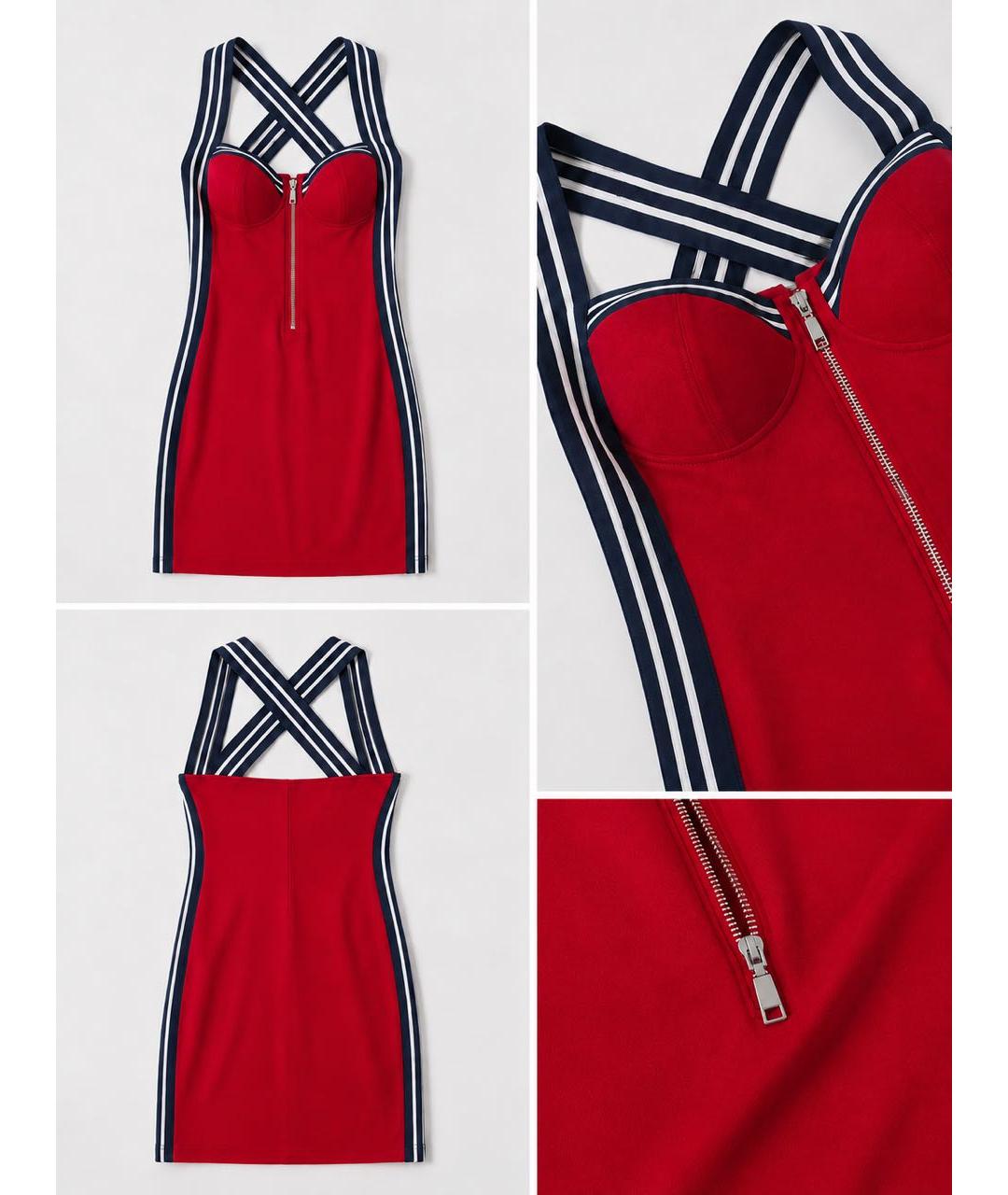 LOVE MOSCHINO Красное хлопковое повседневное платье, фото 4