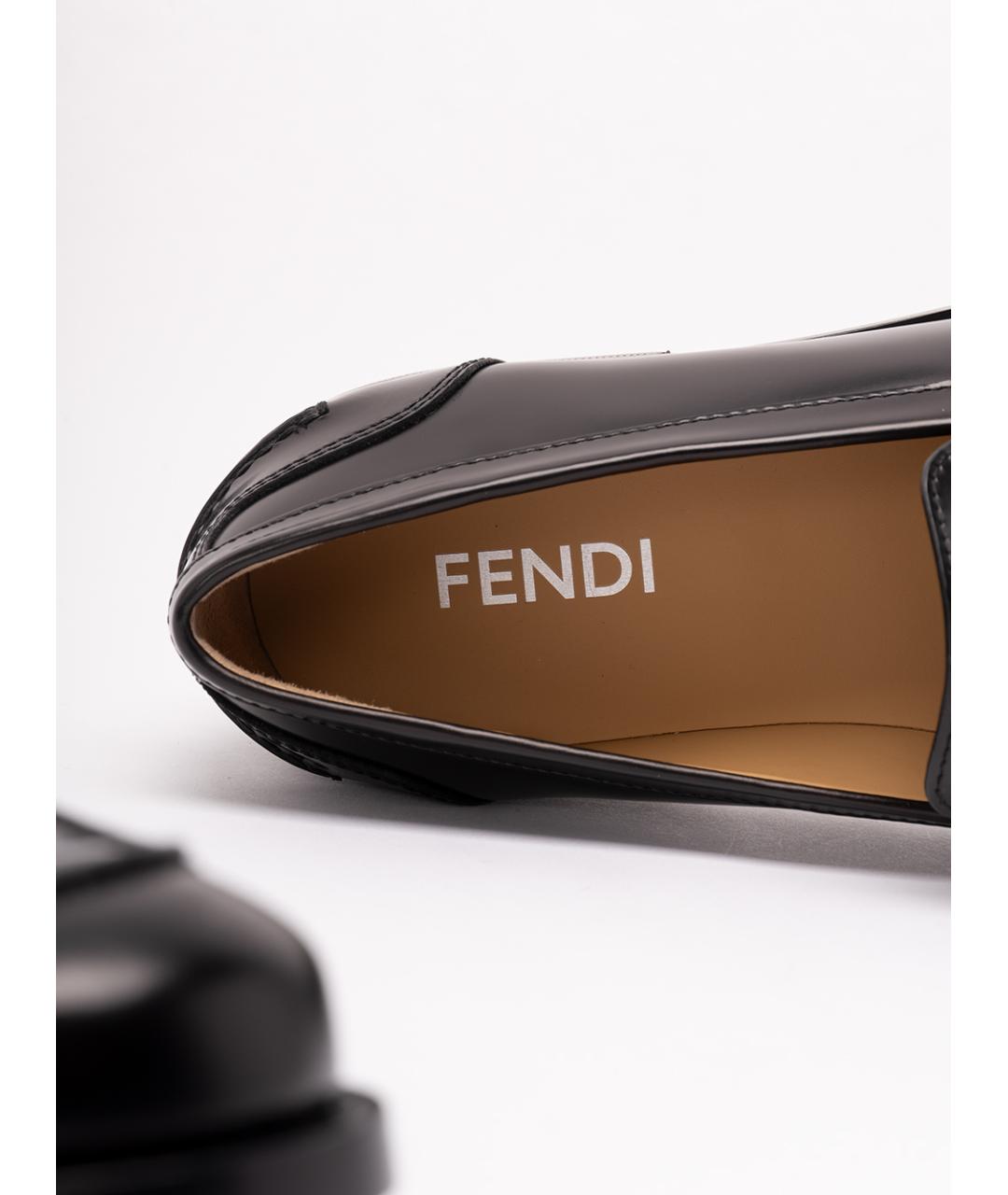 FENDI Черные кожаные лоферы, фото 6