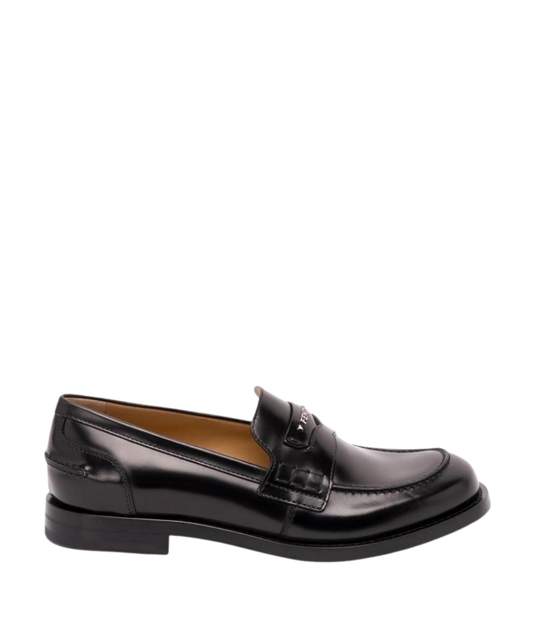 FENDI Черные кожаные лоферы, фото 1