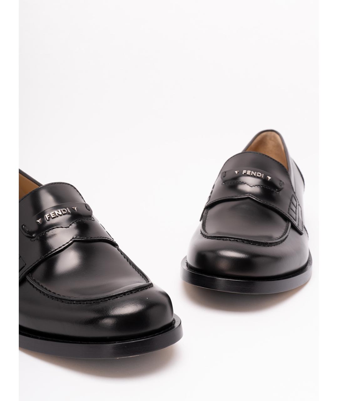 FENDI Черные кожаные лоферы, фото 5