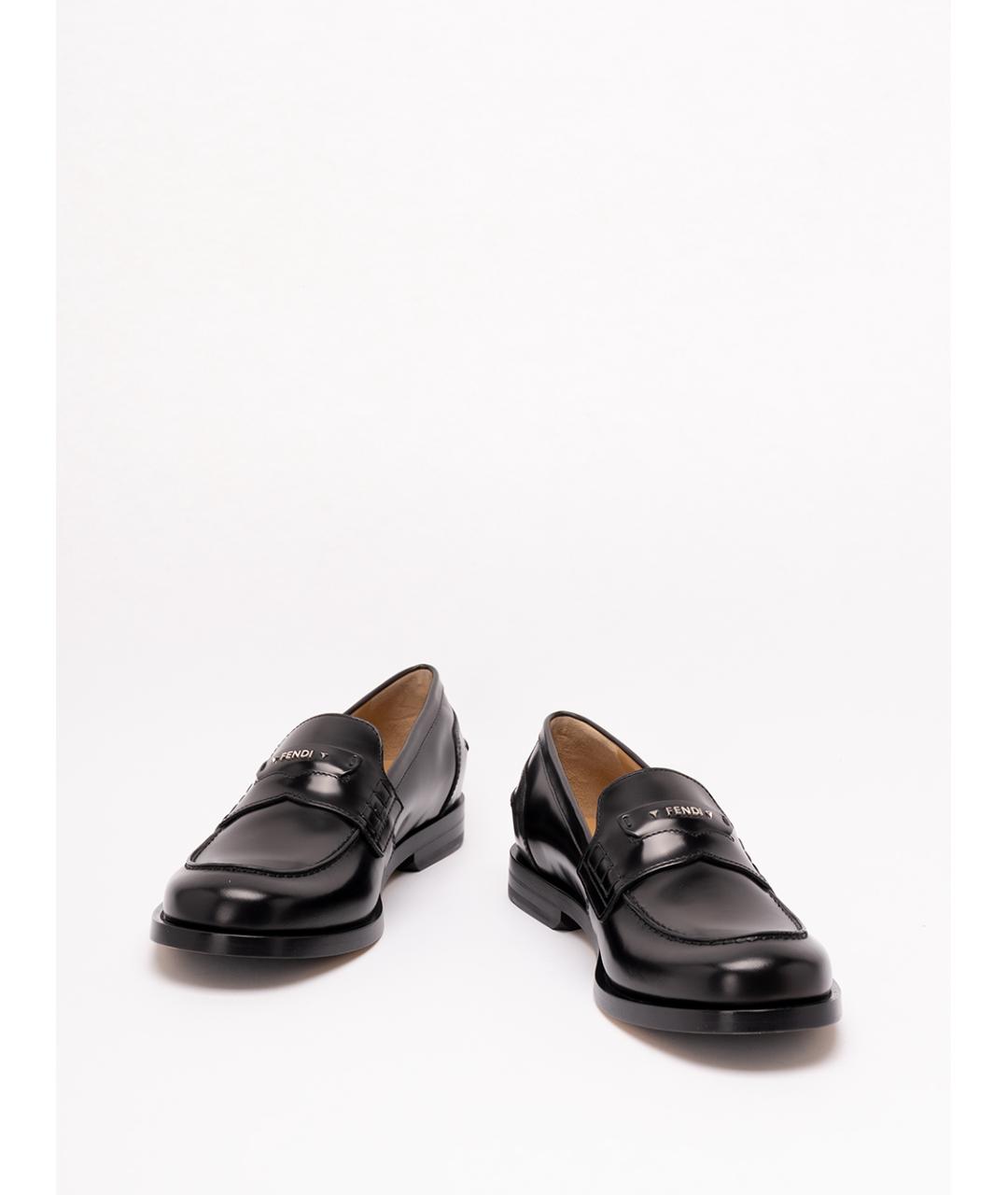 FENDI Черные кожаные лоферы, фото 2